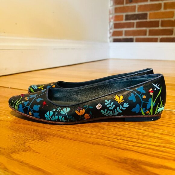 CAMPER TWS Leather Ballet Flats Shoes Flowers Embroidered Insects Ladies Euro 38 - Picture 9 of 16